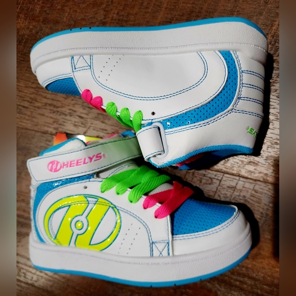 Girls Heelys in Neon and White size 13 - Picture 2 of 3